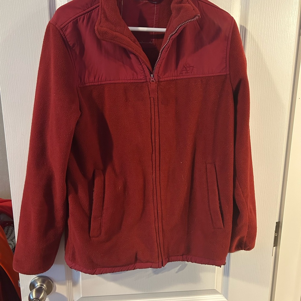 Aeropostale Red Lightweight Jacket with Zip-Up Style and Stand-Up Collar
